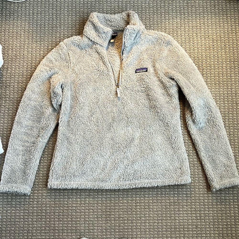 Patagonia Women’s Los Gatos 1/4 Zip Salt Grey Fleece Pullover Sweatshirt - Picture 2 of 11